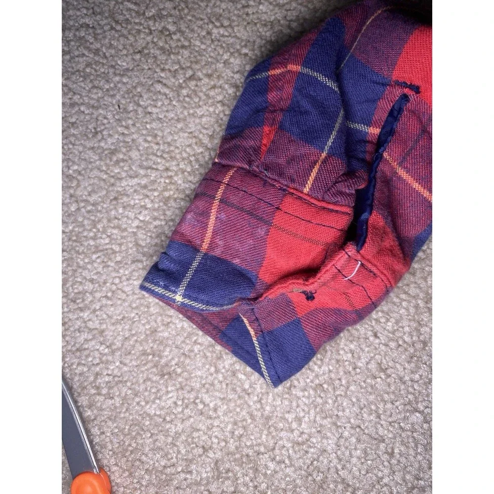 Vintage Royal Knight Kids Red Plaid Quilted Lined Flannel Shirt Jacket Size 8